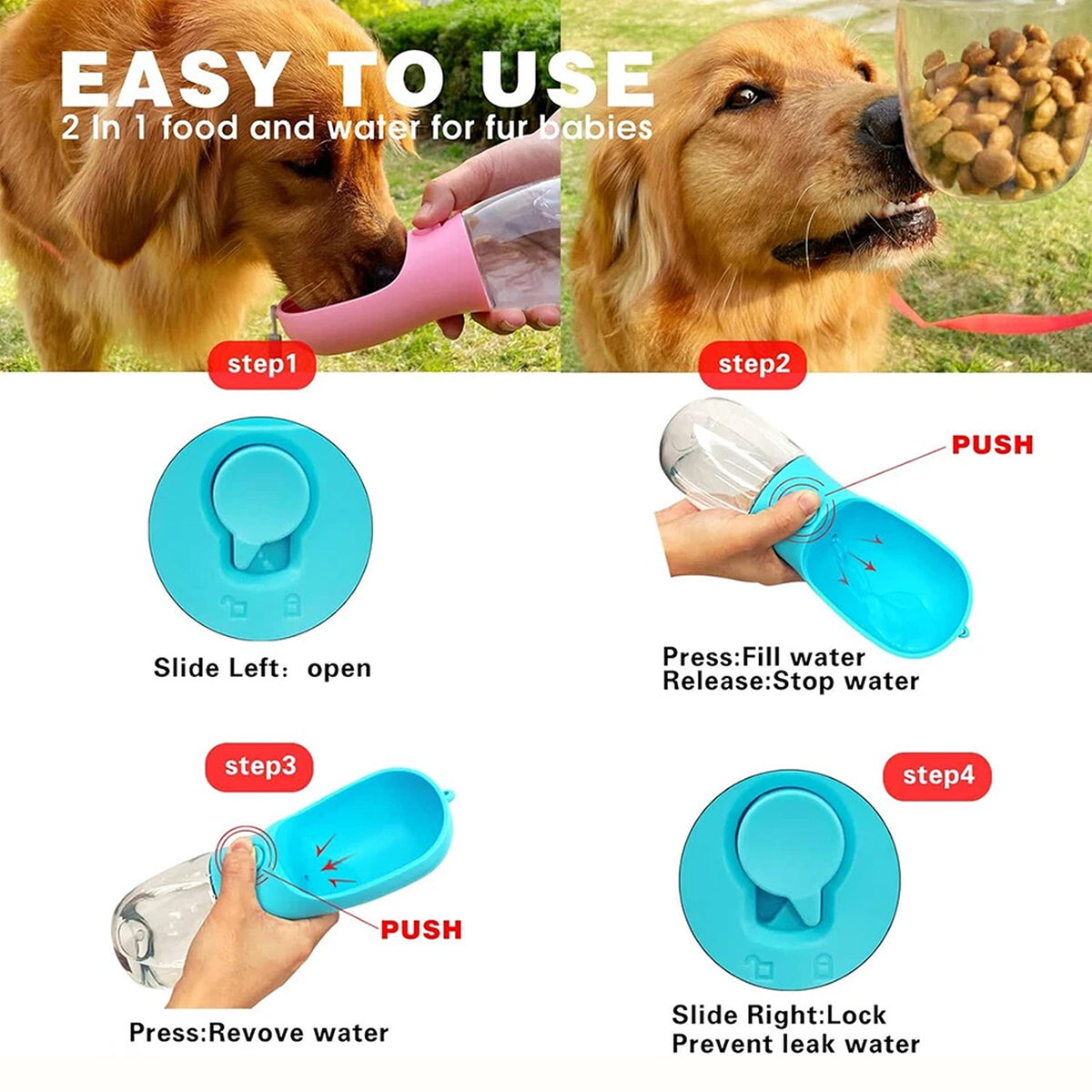 550ML Portable Pet Water Bottle for Dogs and Cats Travel Drinking Cup