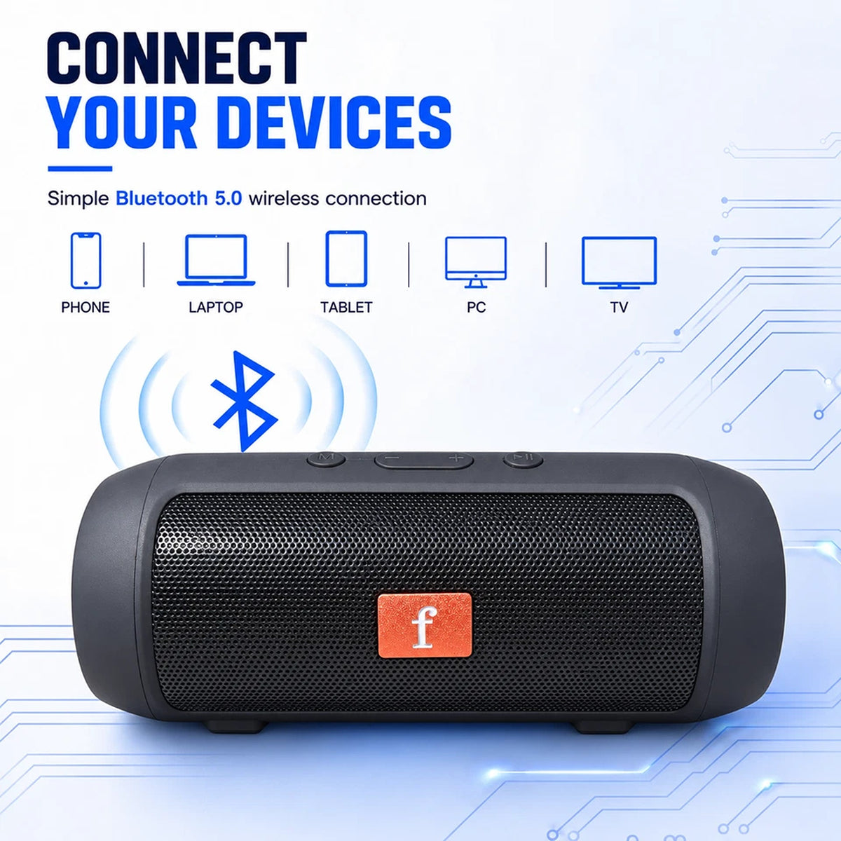 Portable Bluetooth Speaker 5.0 with TWS FM AUX USB TF Card and Type C Charging