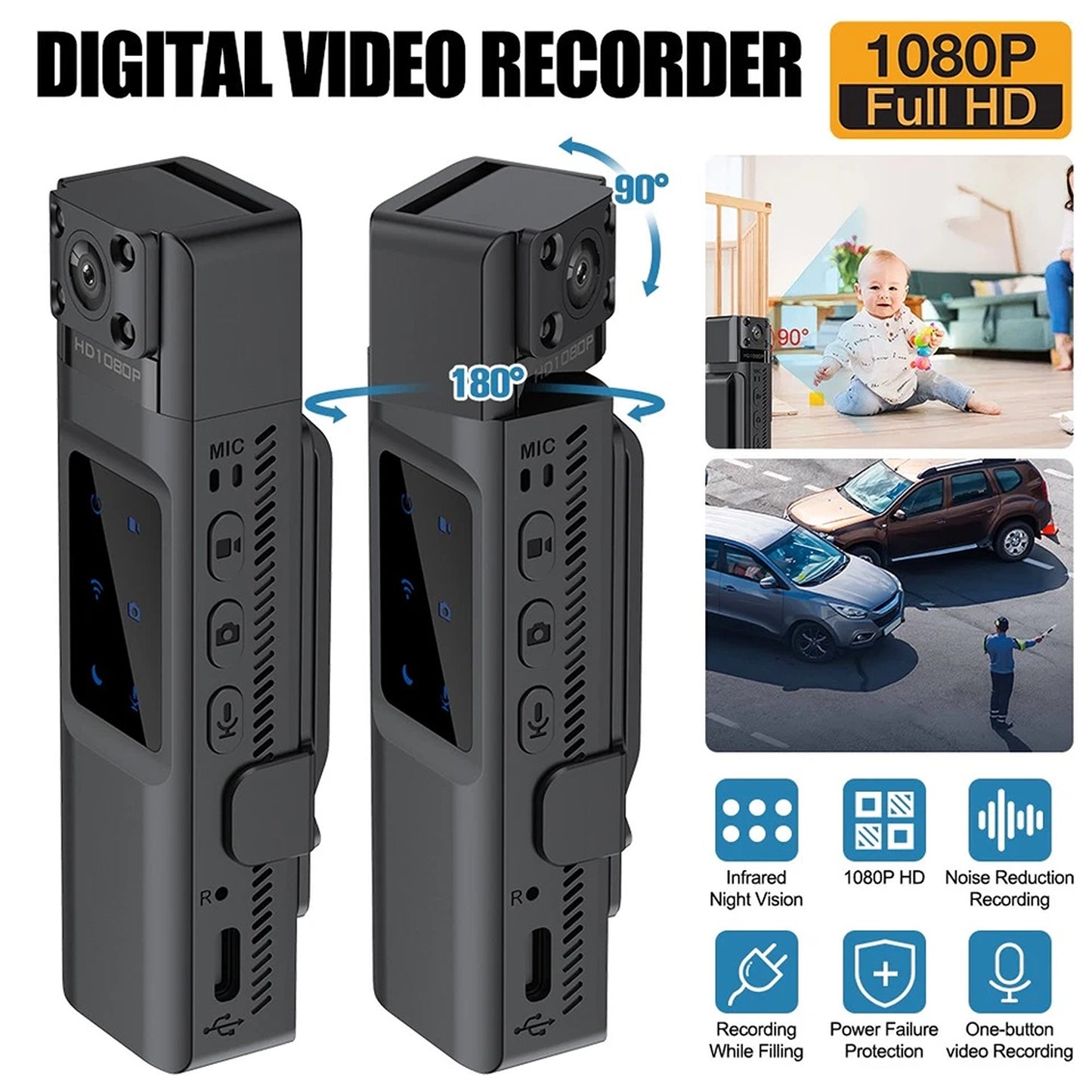 Portable 1080P Body Camera Pocket Clip DVR Video Recorder
