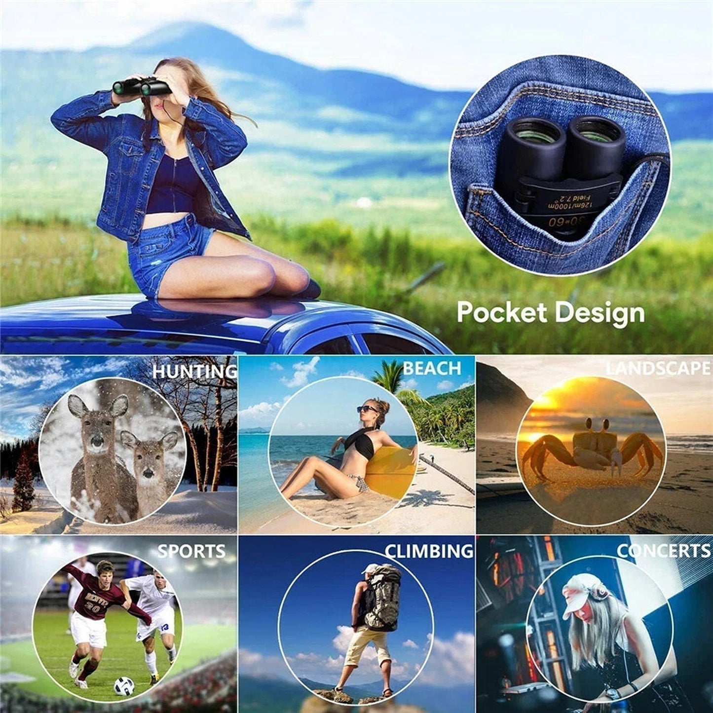 Portable 30x60 Binoculars for Outdoor Adventures