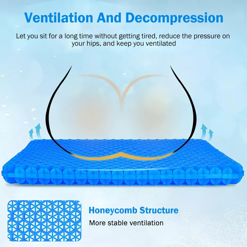 Double Layer Gel Honeycomb Seat Comfort Support Cushion Cooling Flex Pain Relief