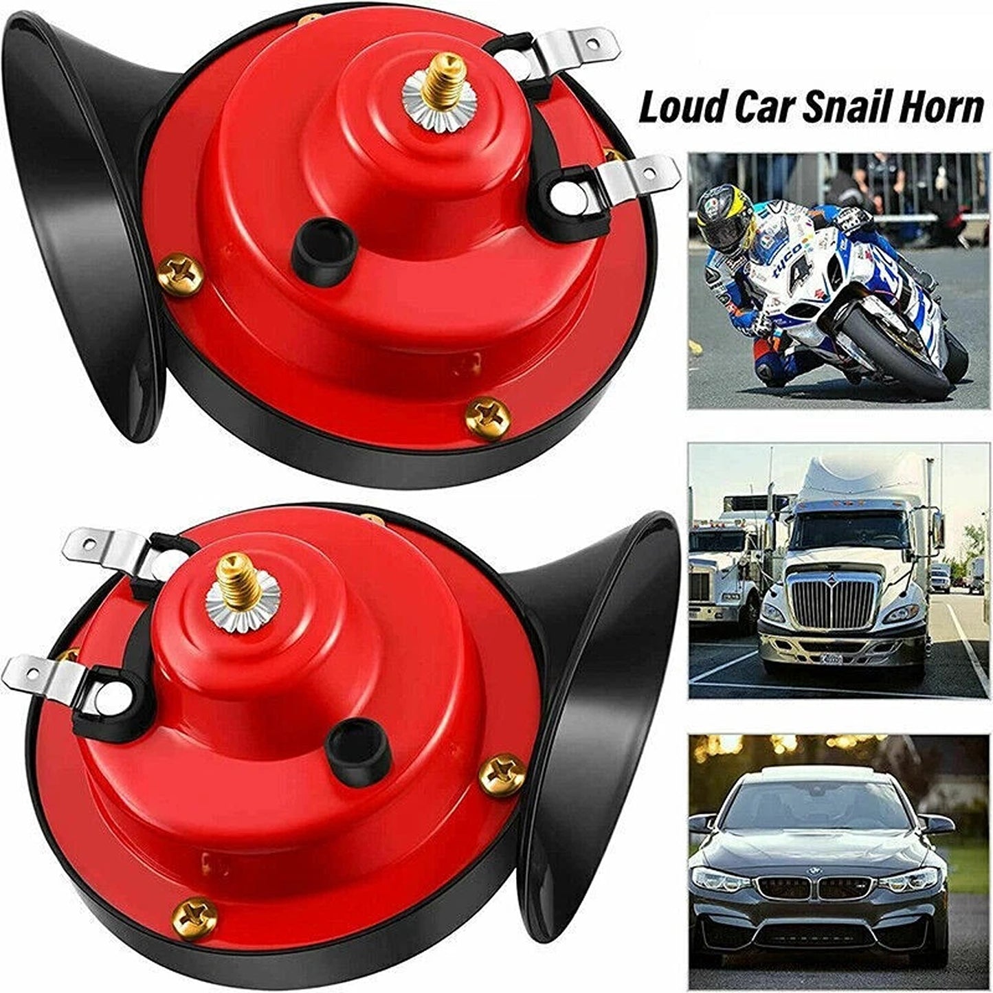2 Piece 12V Dual Snail Horn Set for Cars and Motorcycles