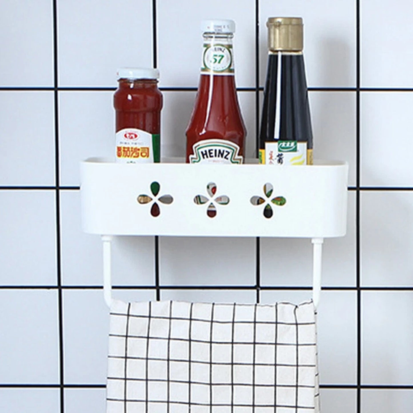 Shower Suction Shelf Bathroom Corner Storage Basket Kitchen Caddy Rack Tidy