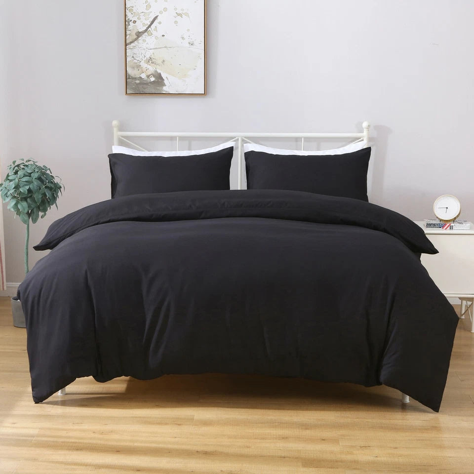 Hotel Quality Luxury Soft Quilt Cover Set - Black