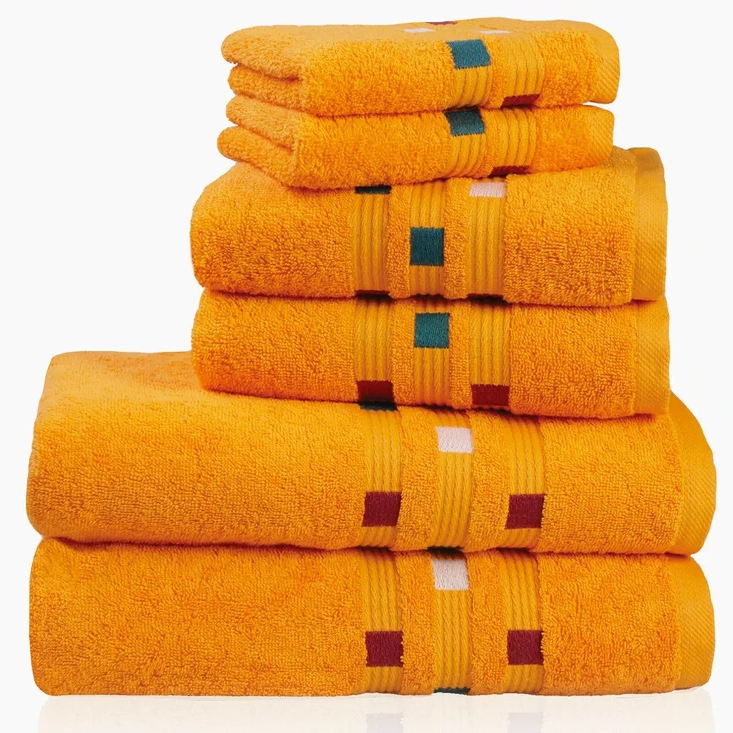 Orange Soft and Absorbent Luxury Cotton Towel Set 550 GSM