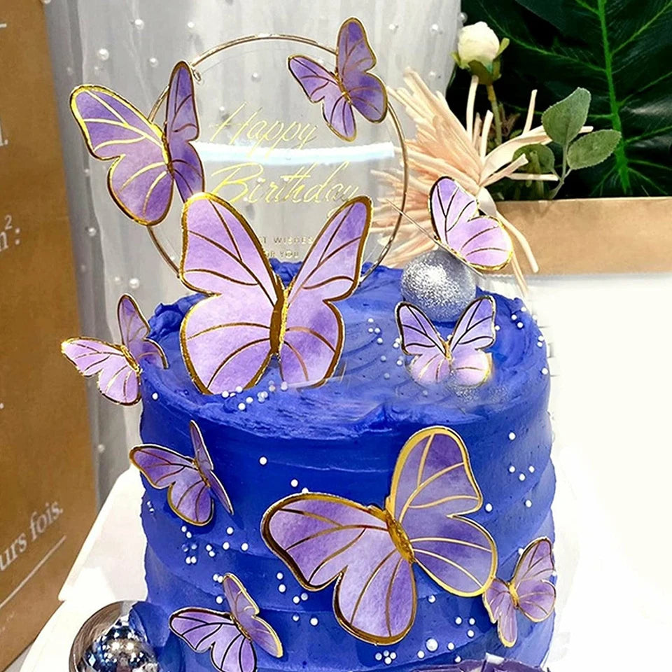 Butterfly Paper Topper Cake Happy Birthday Theme Festival Decoration DIY - 20x