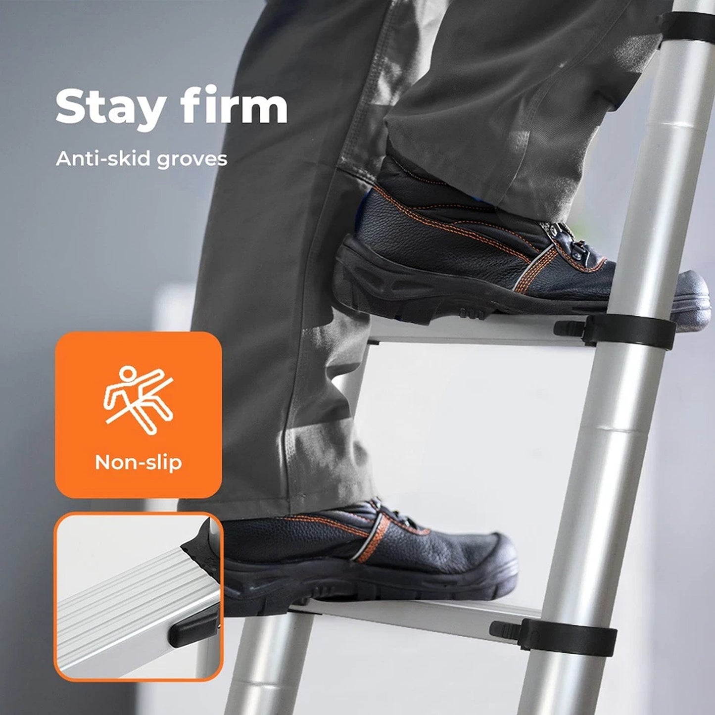 3.8M Telescopic Folding Ladder Aluminium Extension Step Ladder