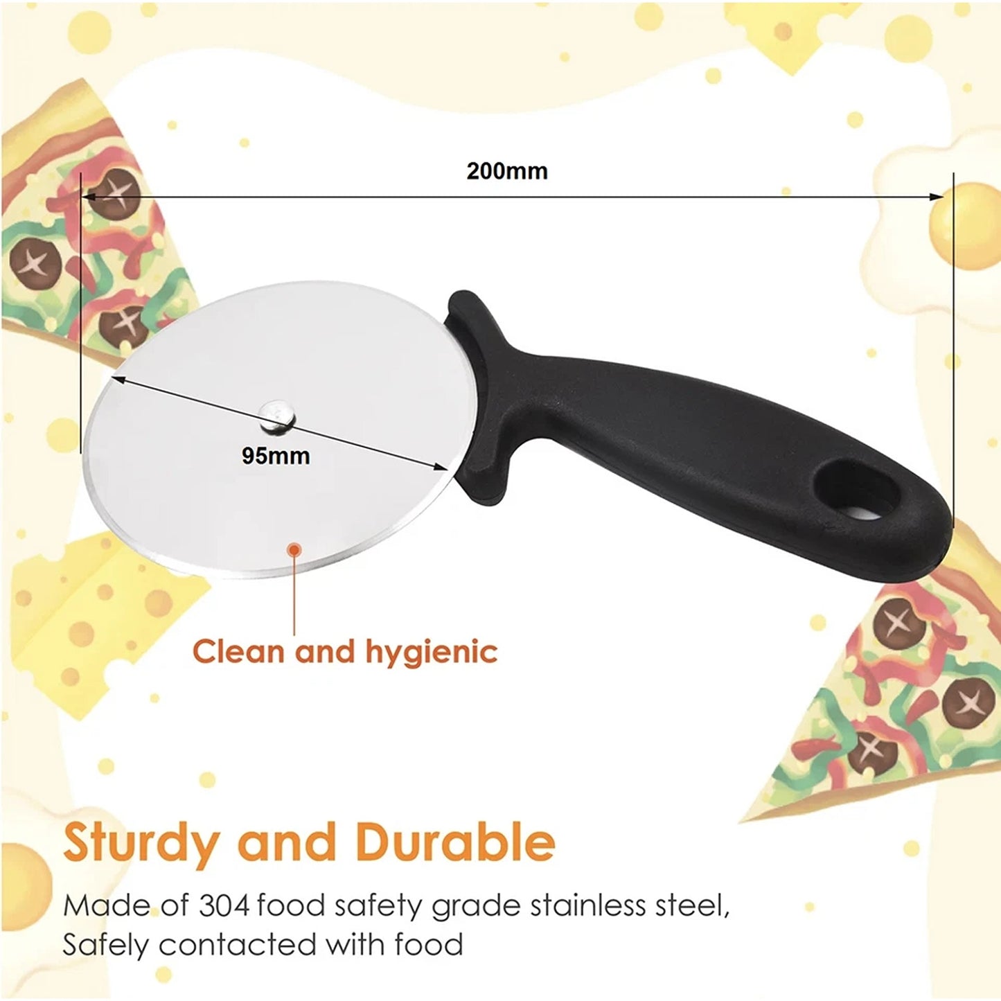 Pizza Wheel Cutter Stainless Steel Kitchen Tool