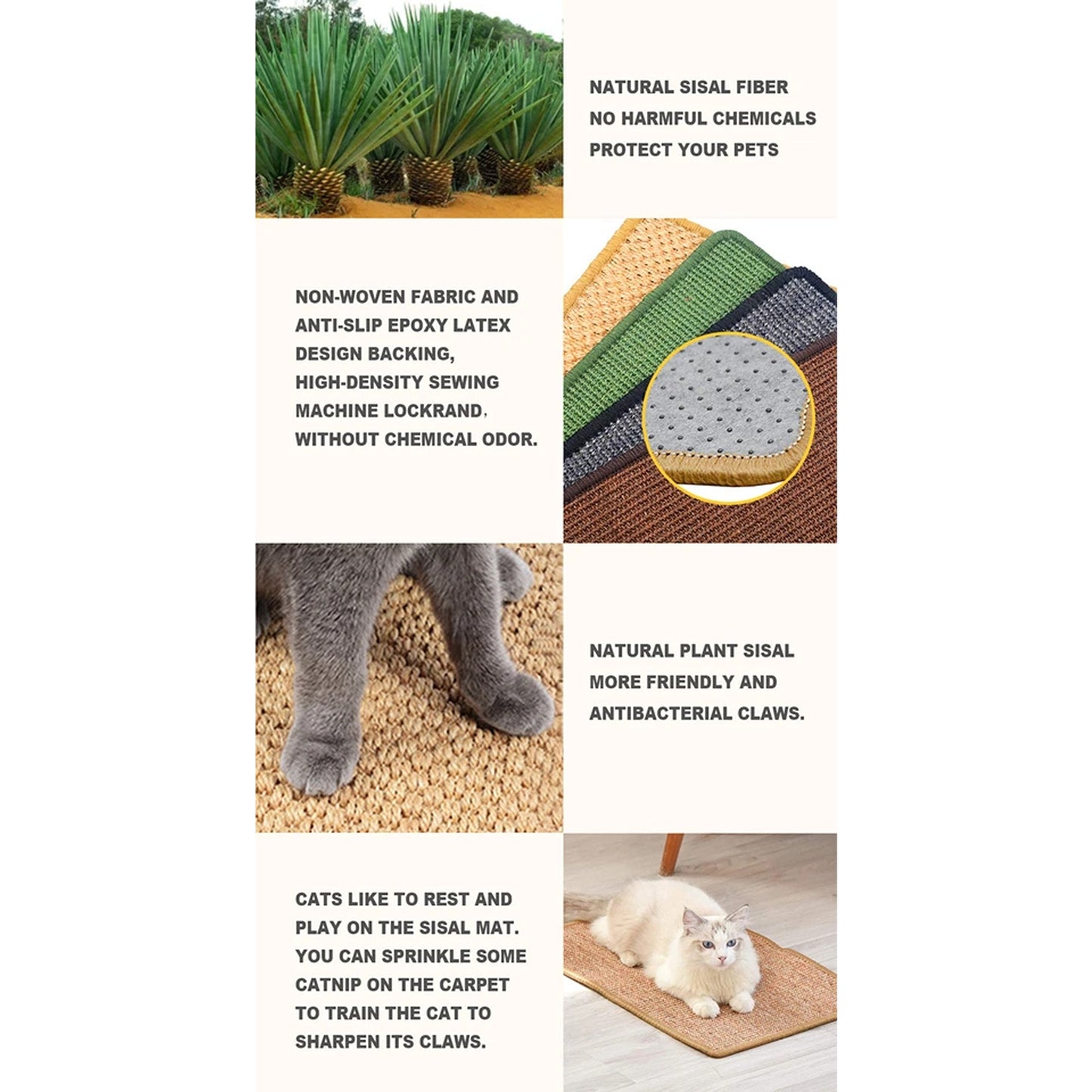 Natural Sisal Cat Scratcher Mat for Sofa Protection