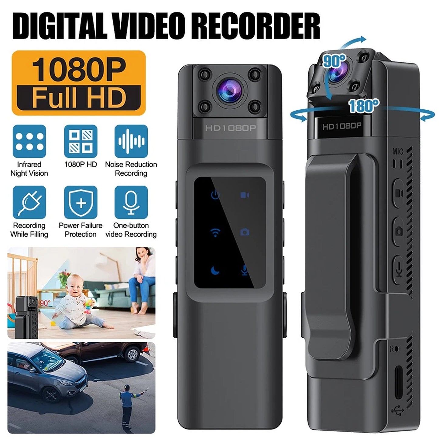 Portable 1080P Body Camera Pocket Clip DVR Video Recorder
