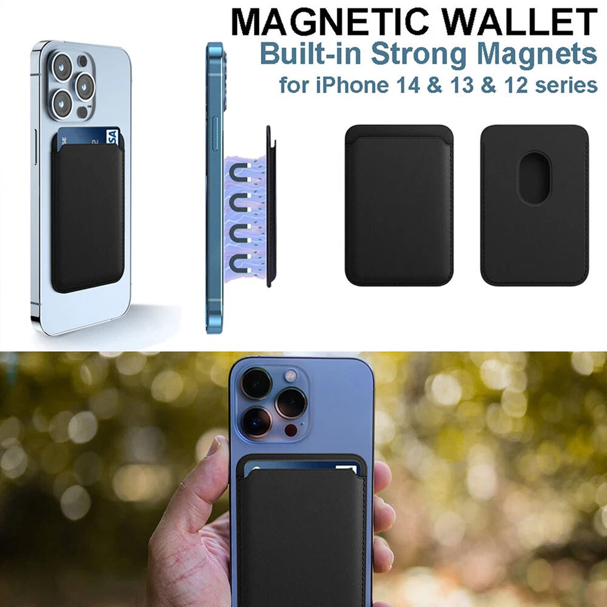 MagSafe Magnetic Leather Card Holder Wallet for iPhone 18 17 16 15 14 13 12 Pro Max