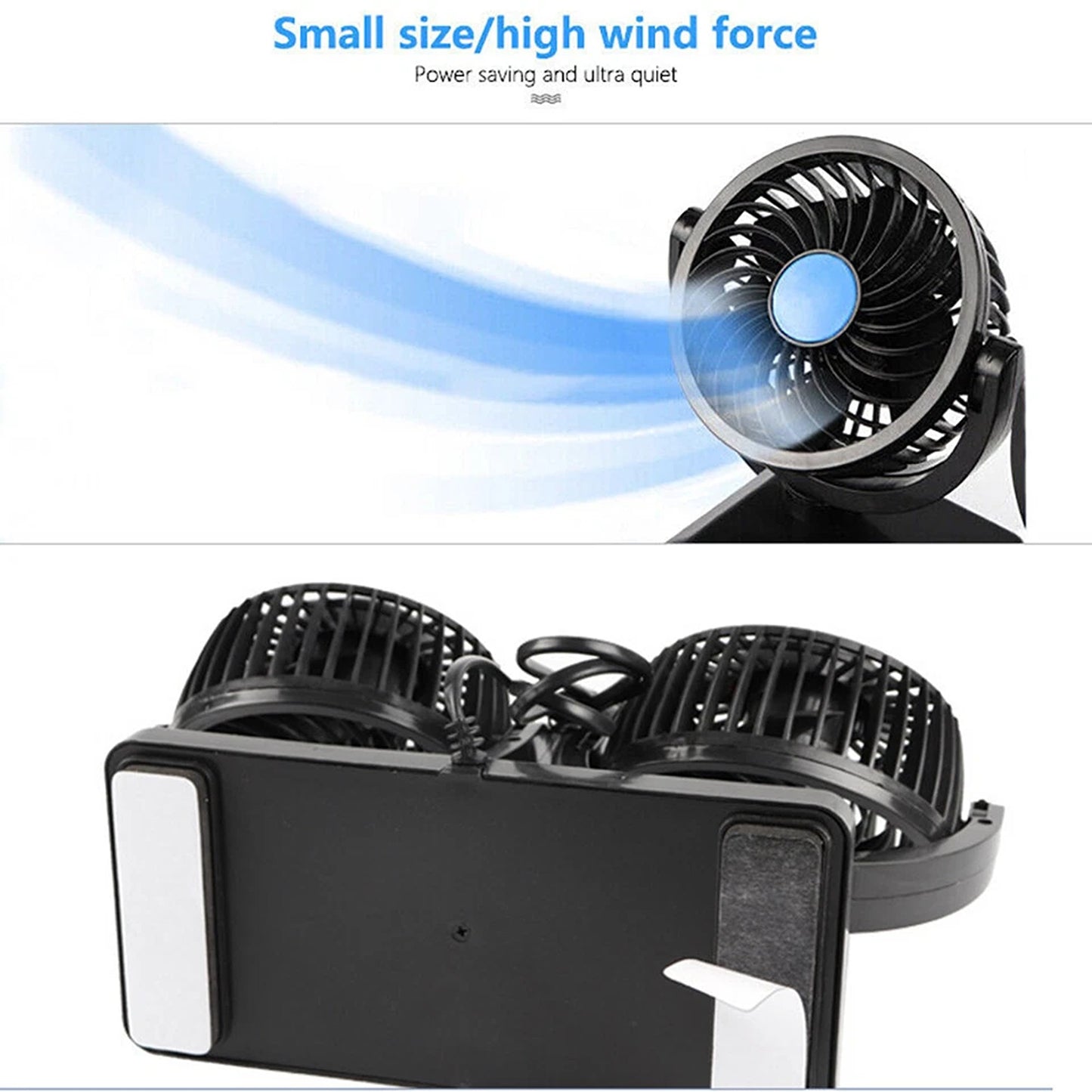 Mini 12V Car Air Cooler Dual Head Fan For Car Truck Van