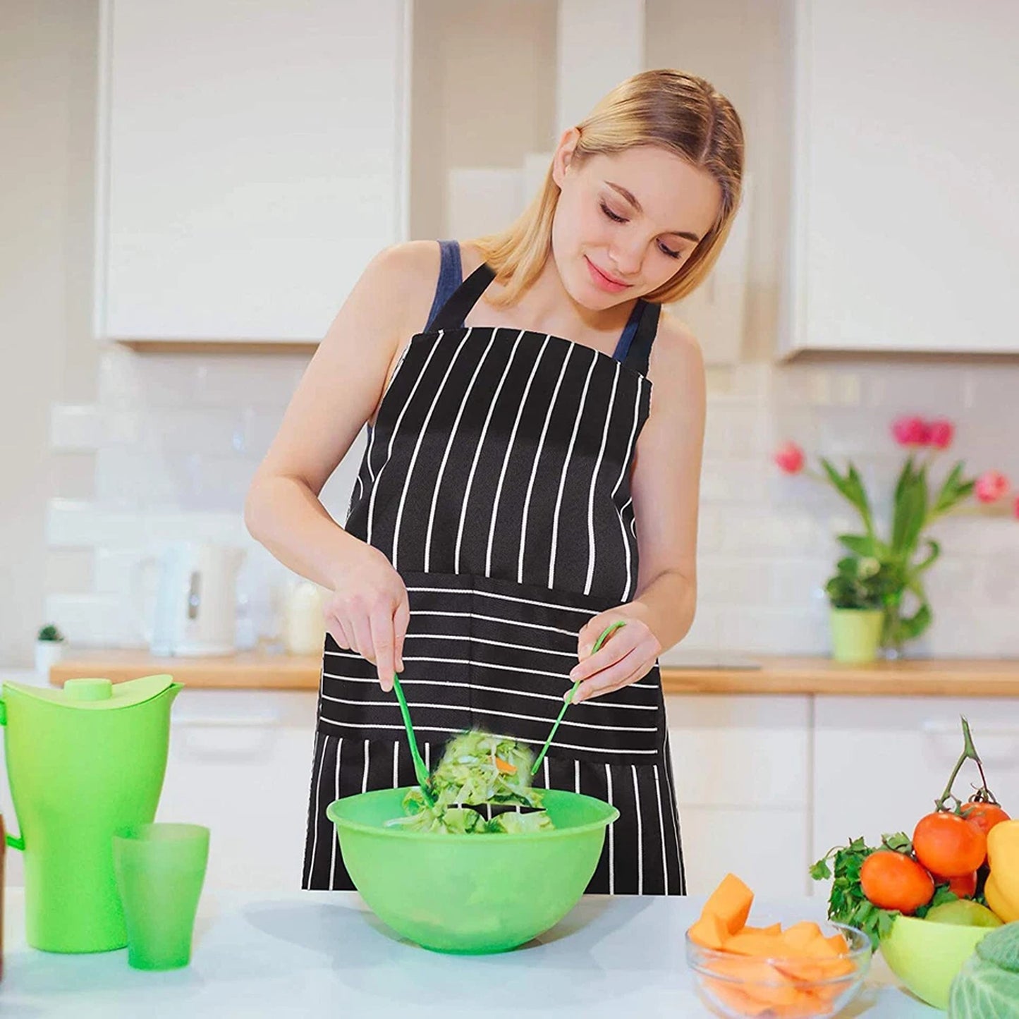 Washable Bib Apron with Pocket for Kitchen and Cooking