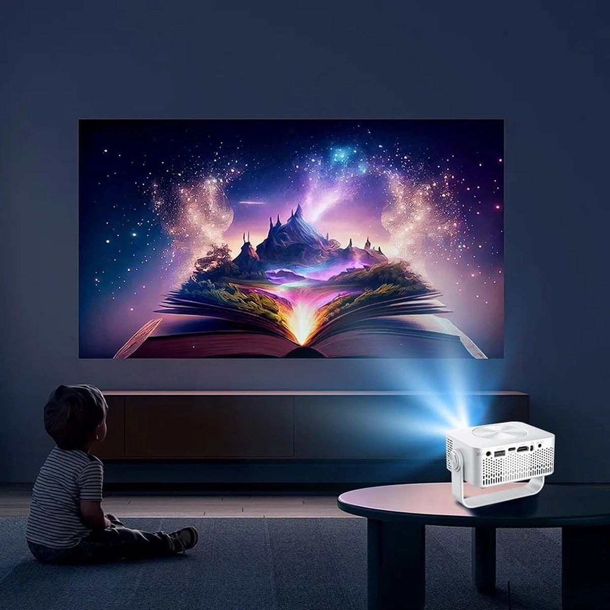 HD 1080p LED Projector with Auto Keystone HDMI USB and AUX Connection