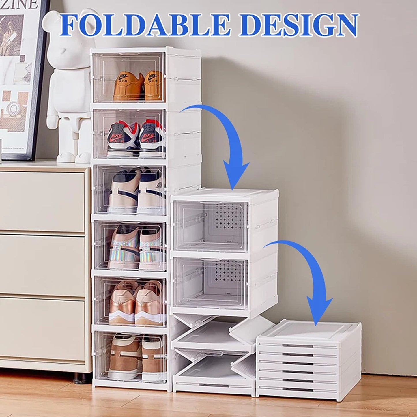 Foldable Shoe Organizer Stand 6 Tier Storage Rack For Shoes