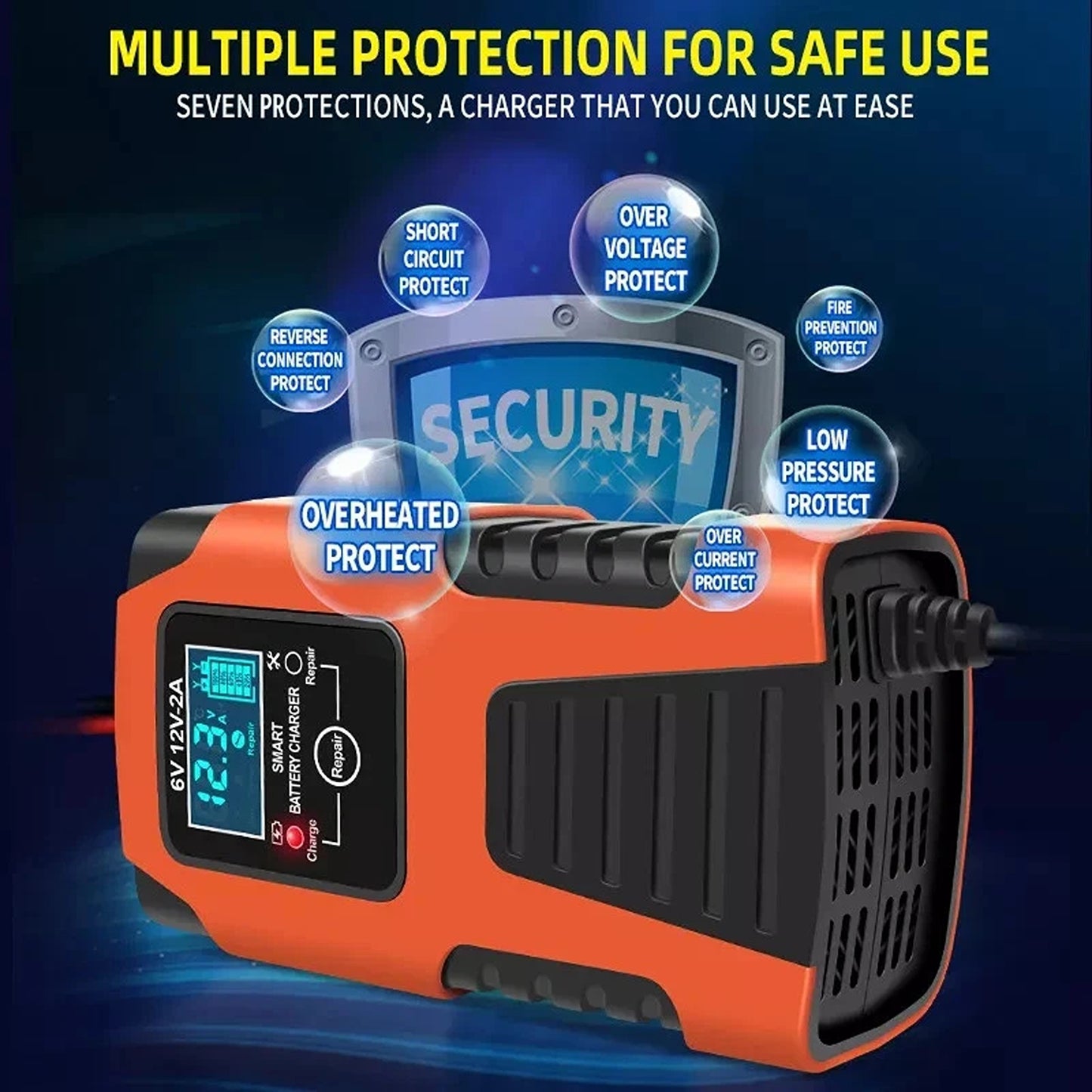 6V 12V Smart Battery Charger for Cars and Motorcycles