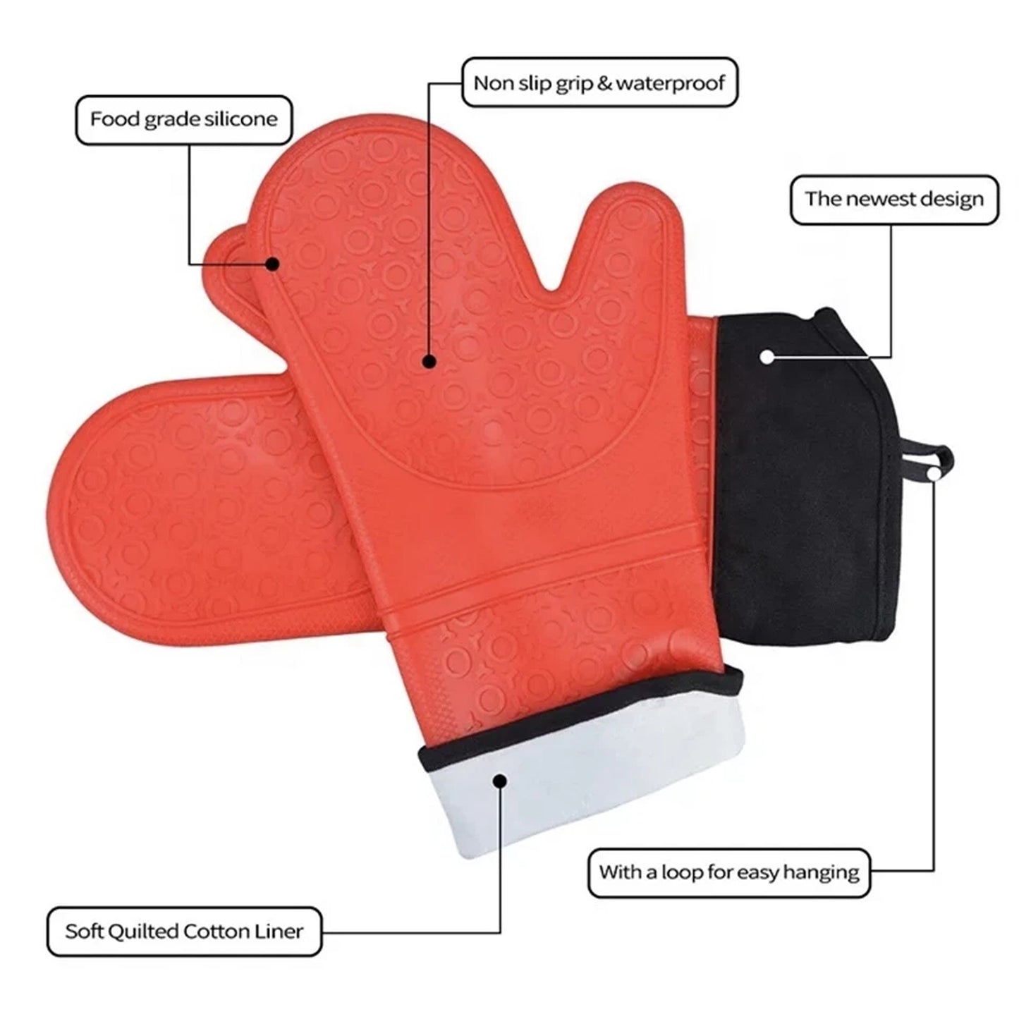 Purple Long Silicone Oven Mitt Heat Resistant Kitchen Glove