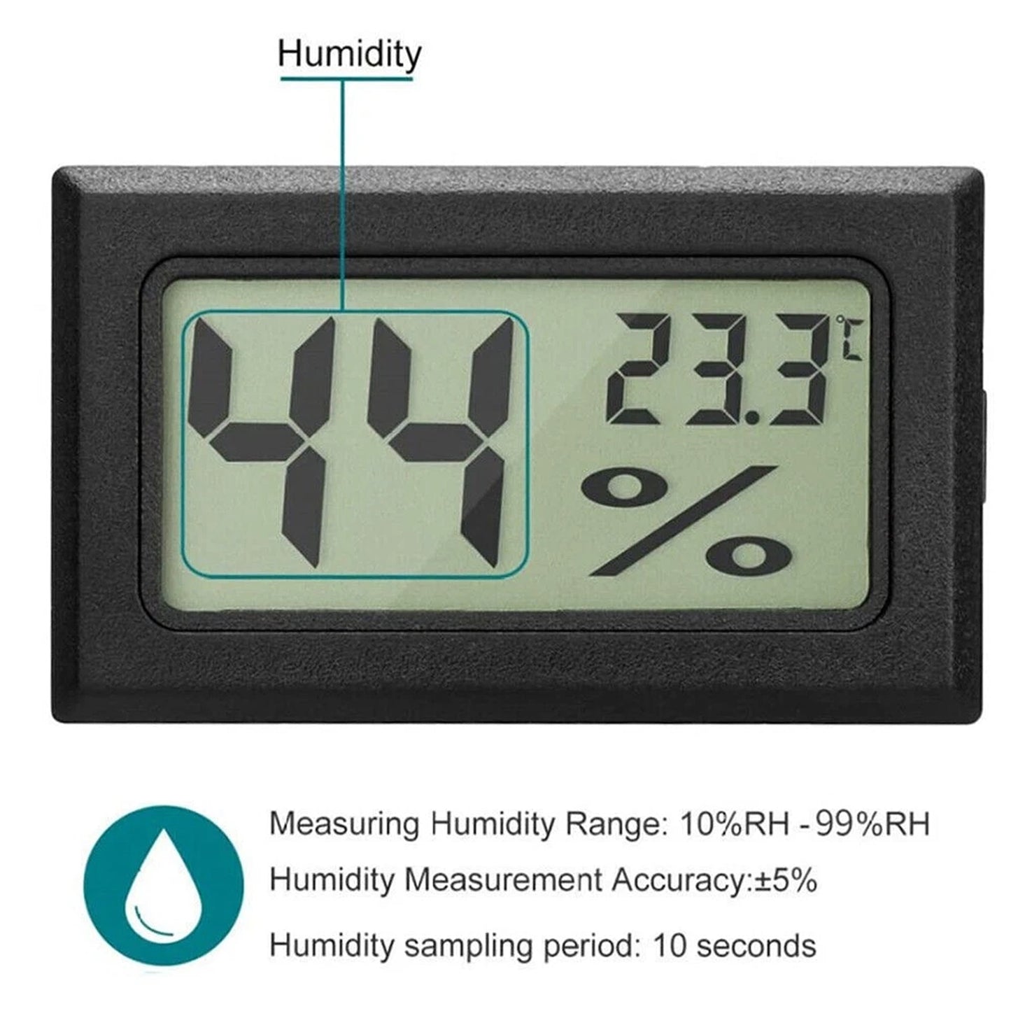 Black Mini LCD Thermometer Hygrometer Indoor Temperature Humidity Gauge Hygrometer Indoor Temperature Humidity Gauge