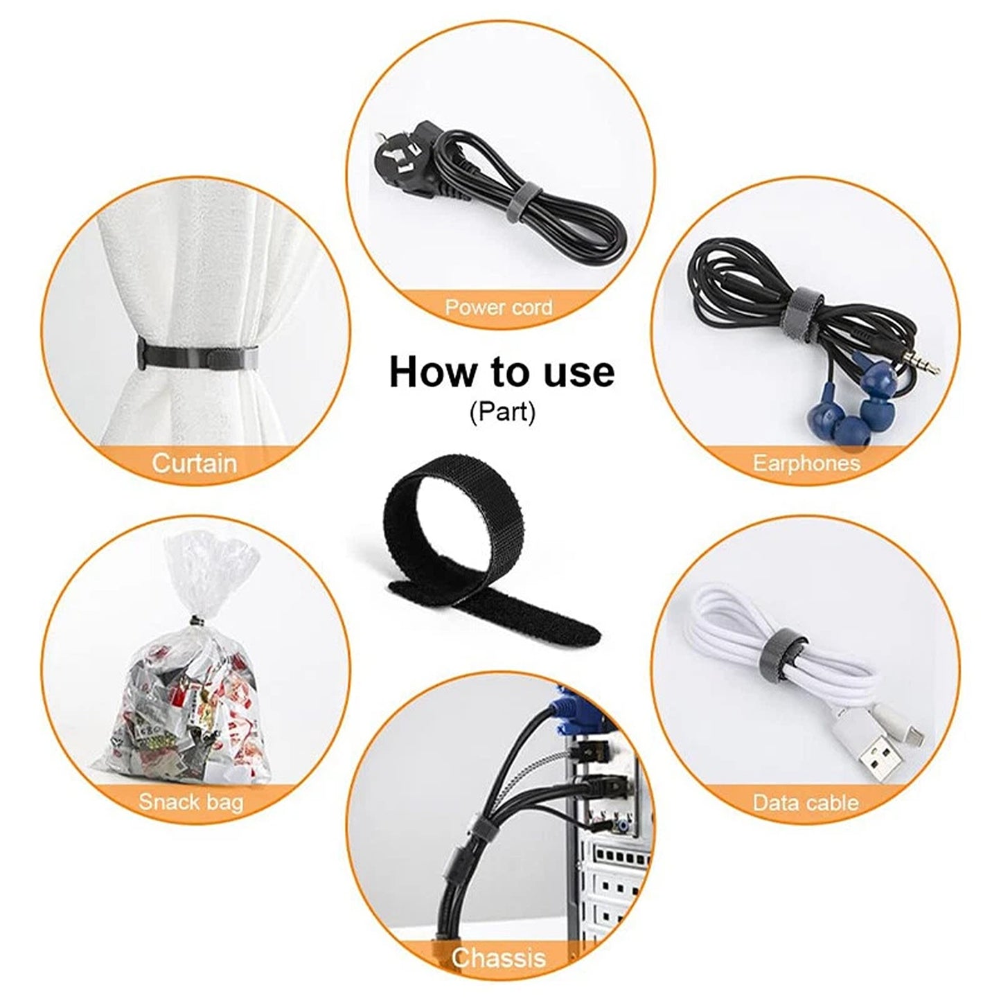 100 Piece Nylon Cable Tie Set for Home Office and Electronics