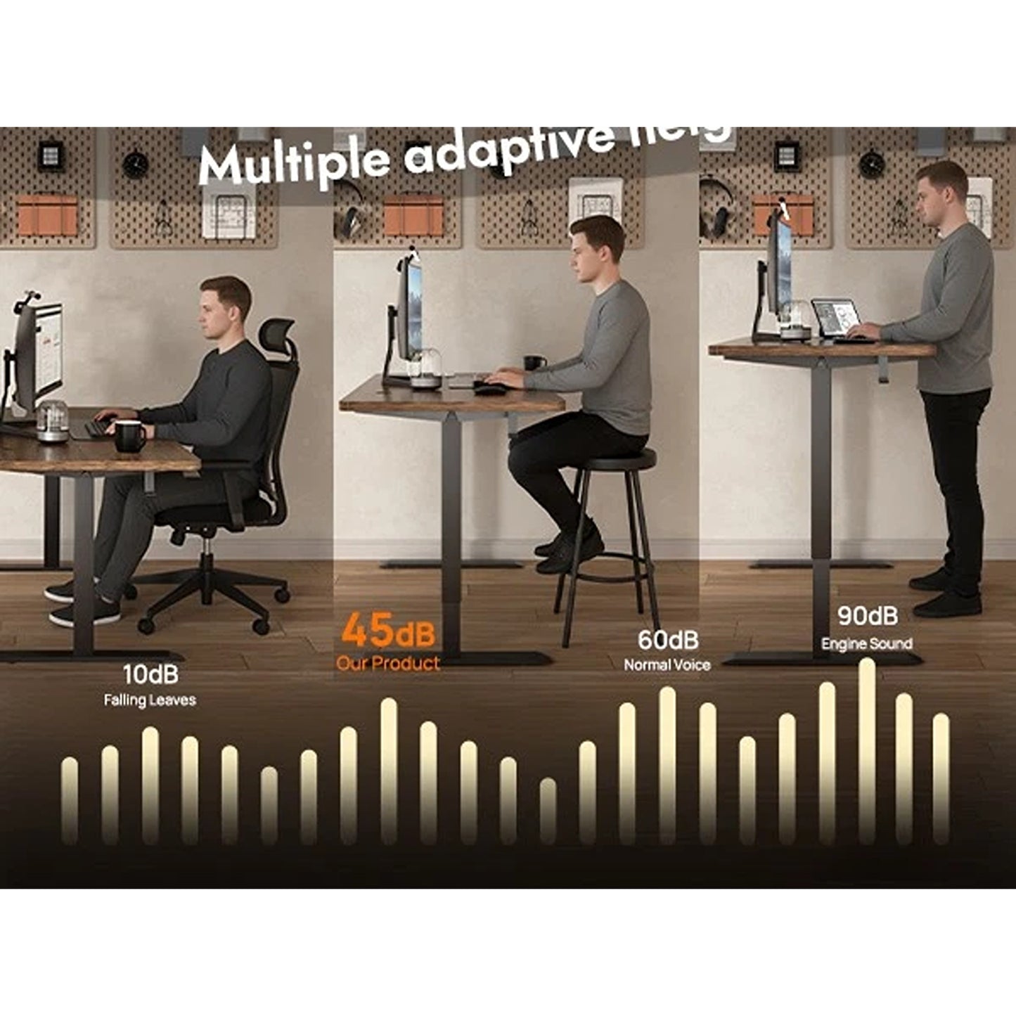 Khaki Motorised Standing Work Desk for Home Office 120cm