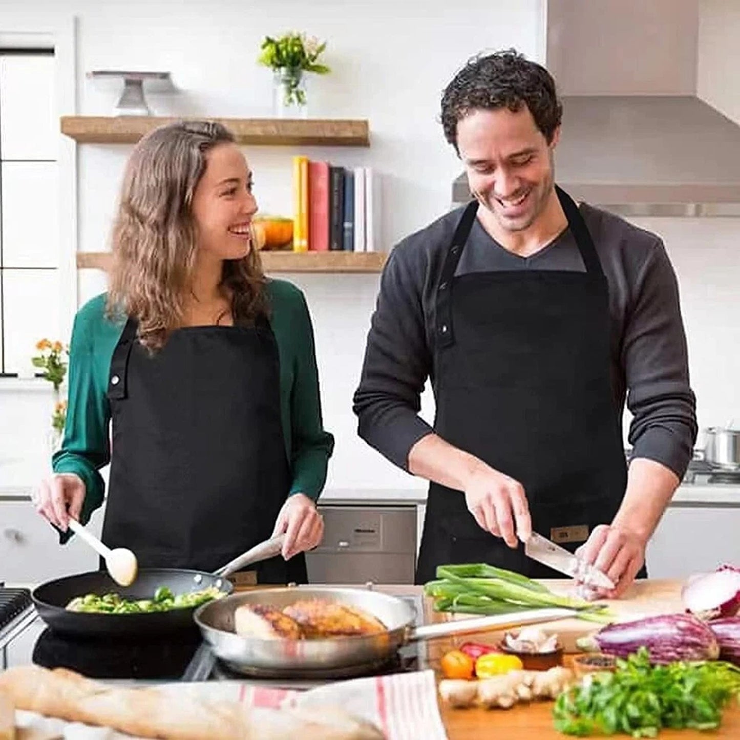 Black Canvas Chef Apron Waterproof Washable Kitchen Apron