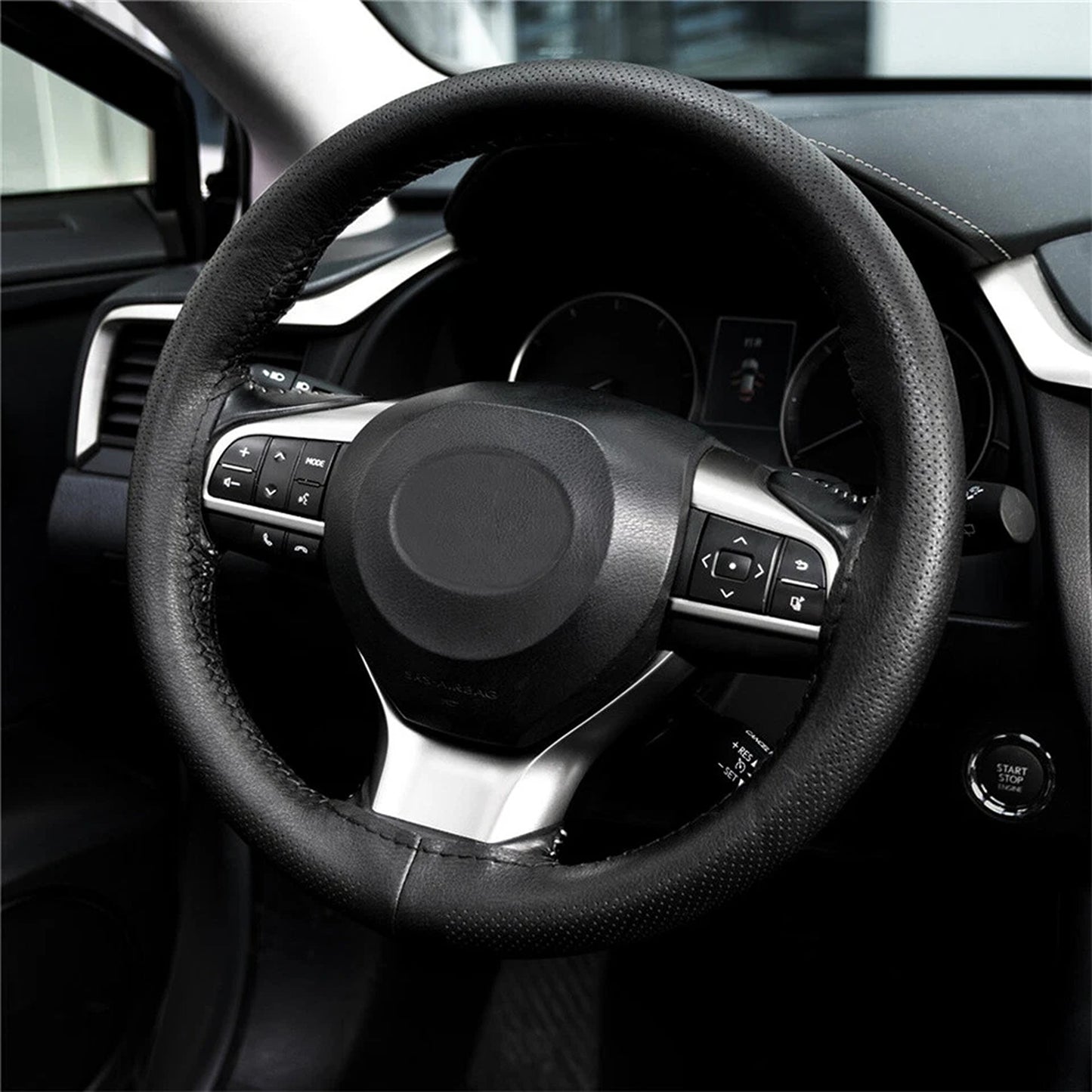 38cm Genuine Leather Steering Wheel Cover for Cars