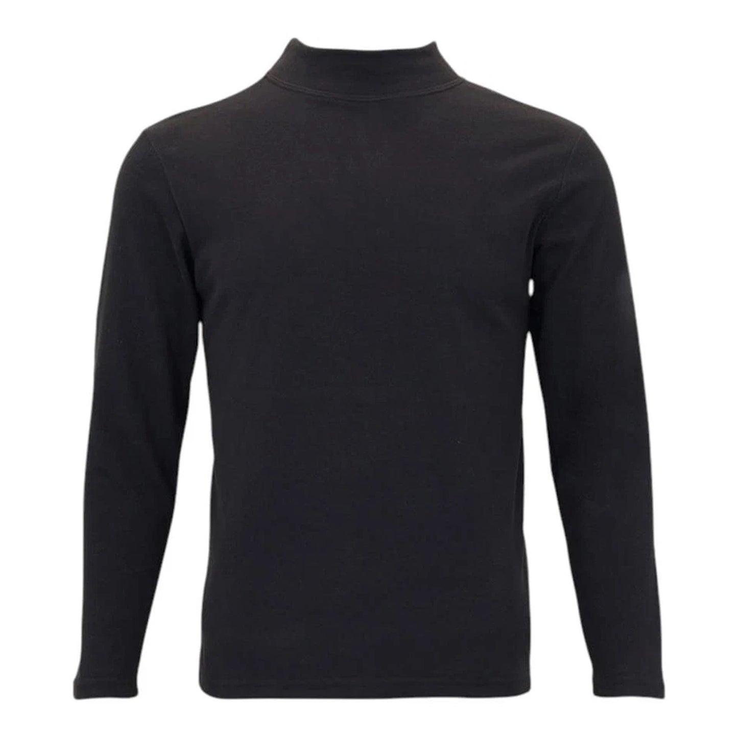 Black Unisex Thermal Fleece Mock Neck Base Layer Top
