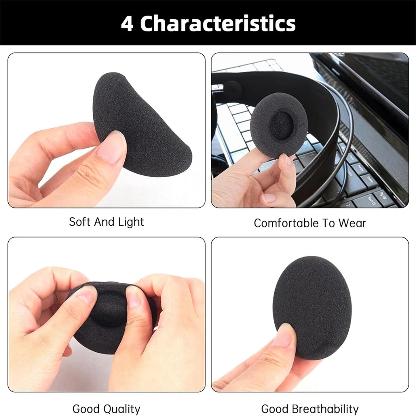 10 Piece Replacement Ear Pads for Headphones and Headsets 5.5cm