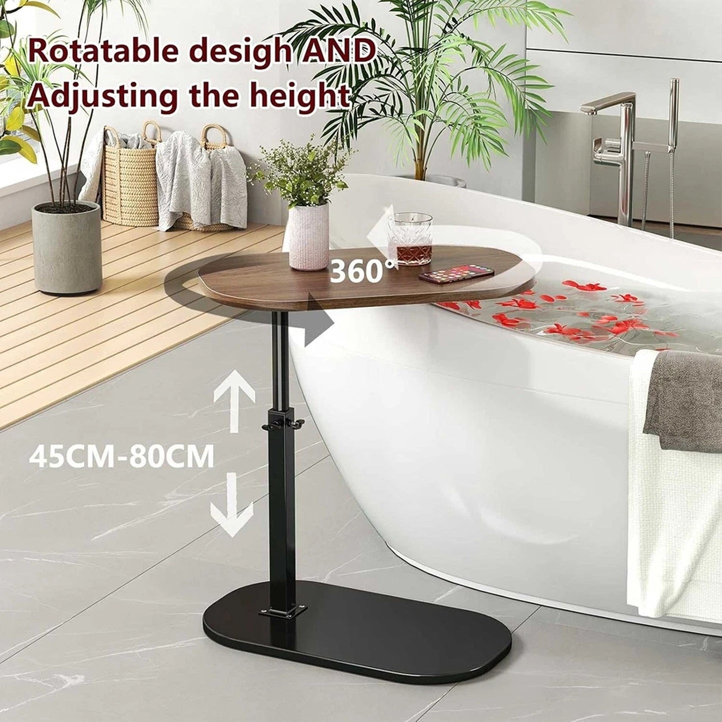 Height Adjustable Laptop Side Table Rotating Bedside Sofa Desk