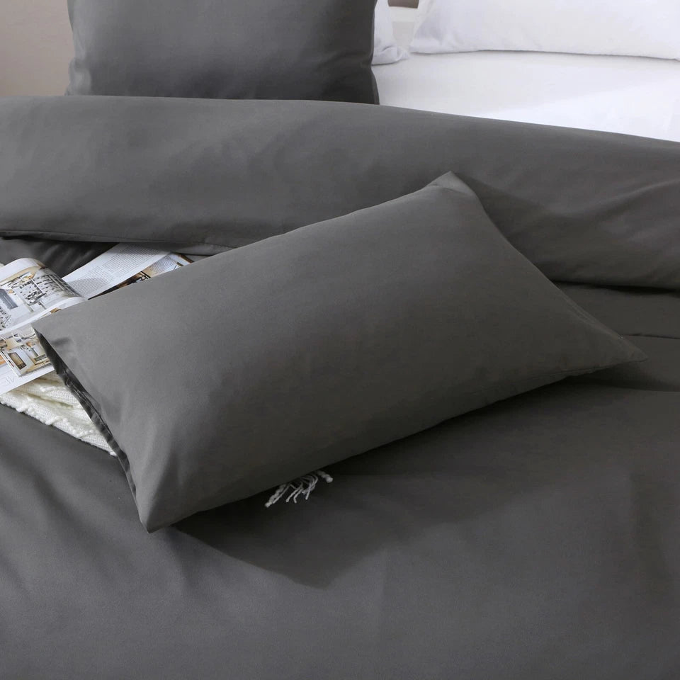 Hotel Quality Luxury Soft Quilt Cover Set - Dark Grey