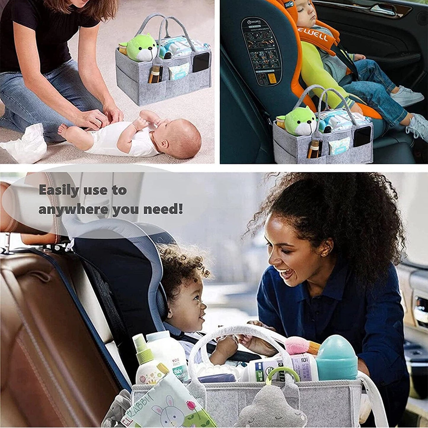 Portable Baby Diaper Storage Caddy Large Capacity Nursery Organizer