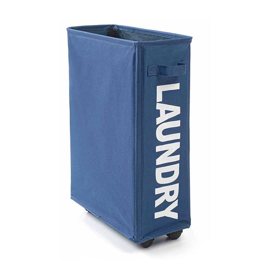 Navy Foldable Laundry Hamper Basket with Storage Bag