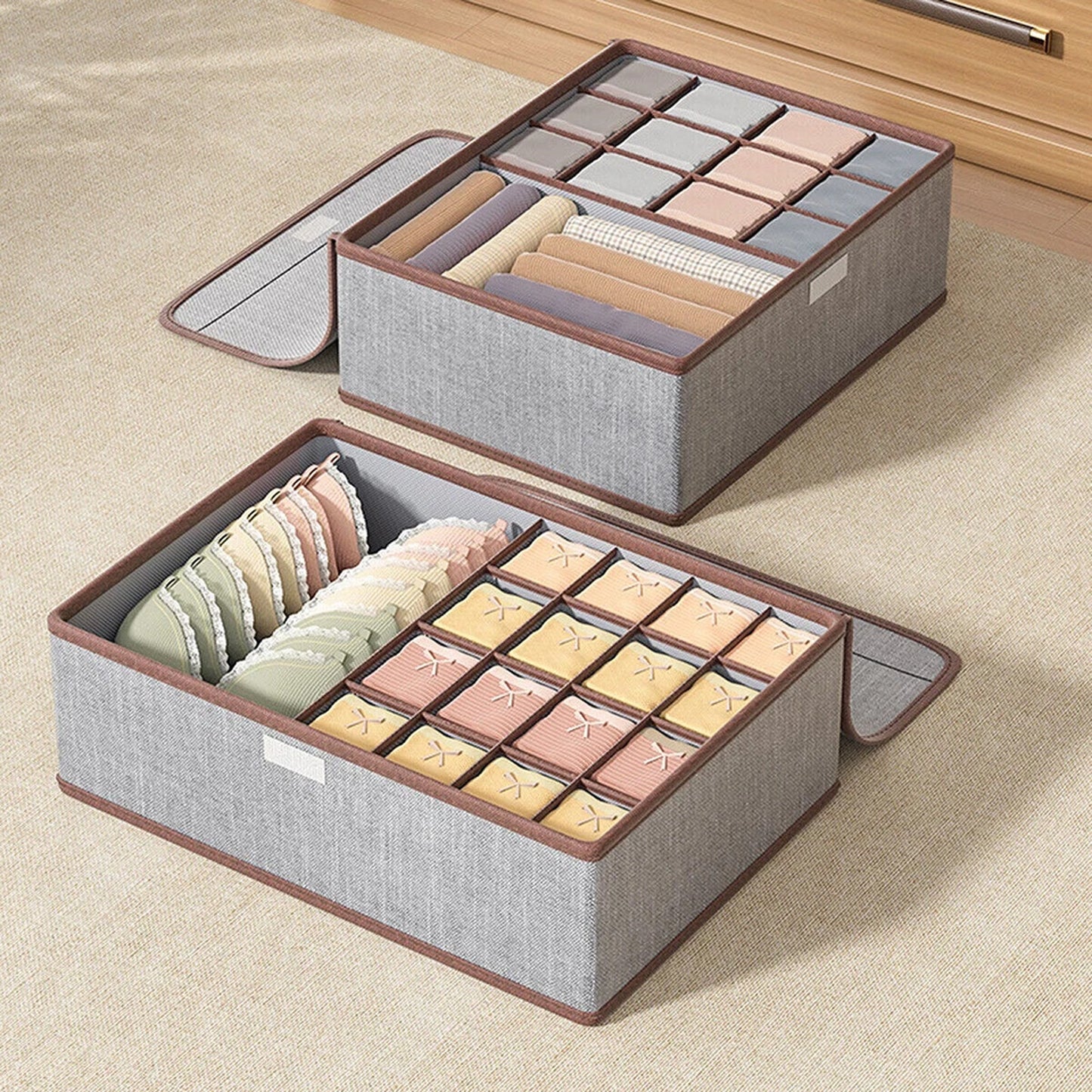 Grey Foldable Closet Drawer Organizer Boxes for Clothing Storage (Copy)