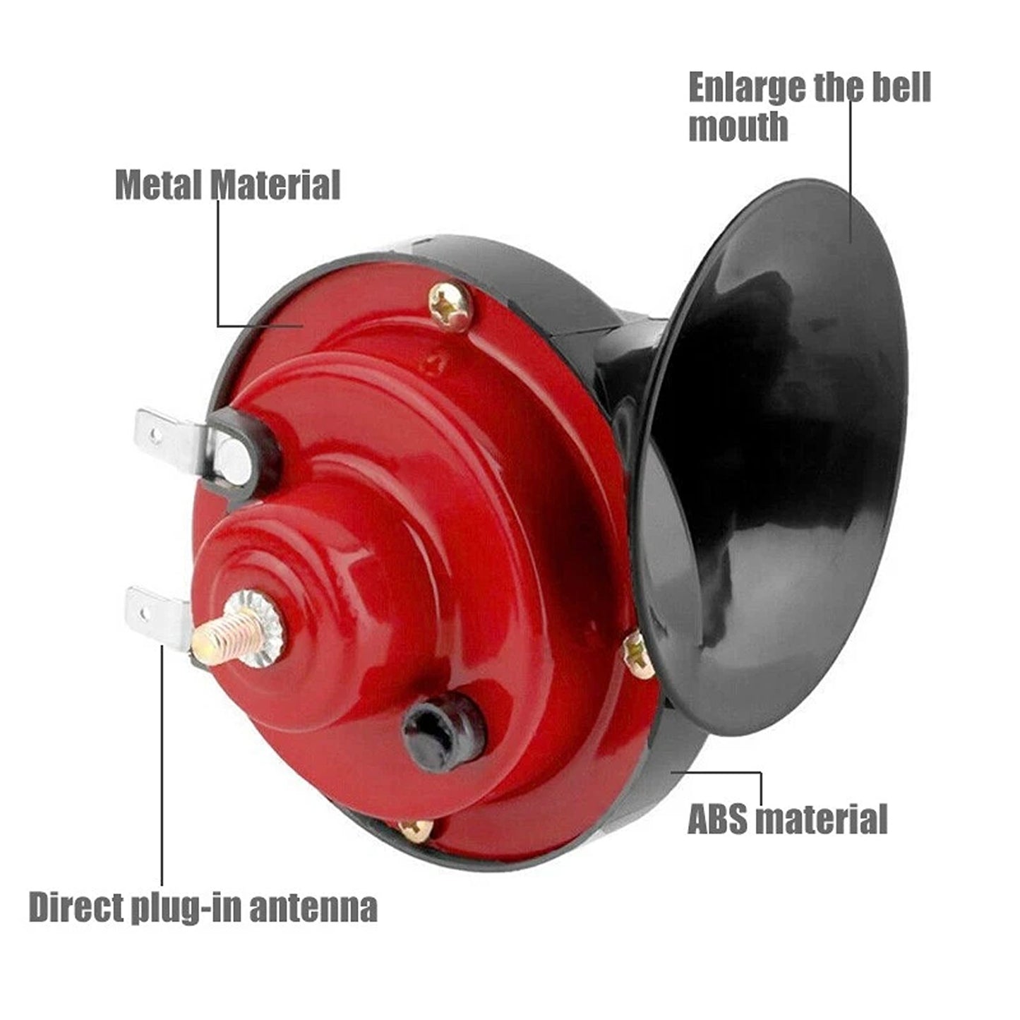 2 Piece 12V Dual Snail Horn Set for Cars and Motorcycles