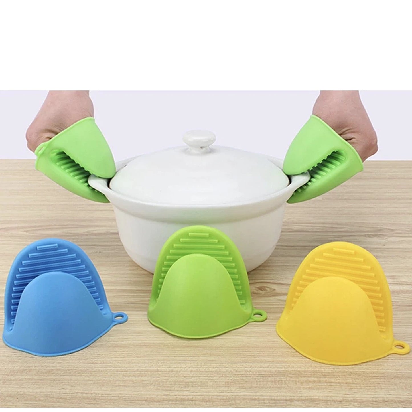Orange Silicone Pot Holder Oven Mitt Finger Protector Heat Resistant Grip