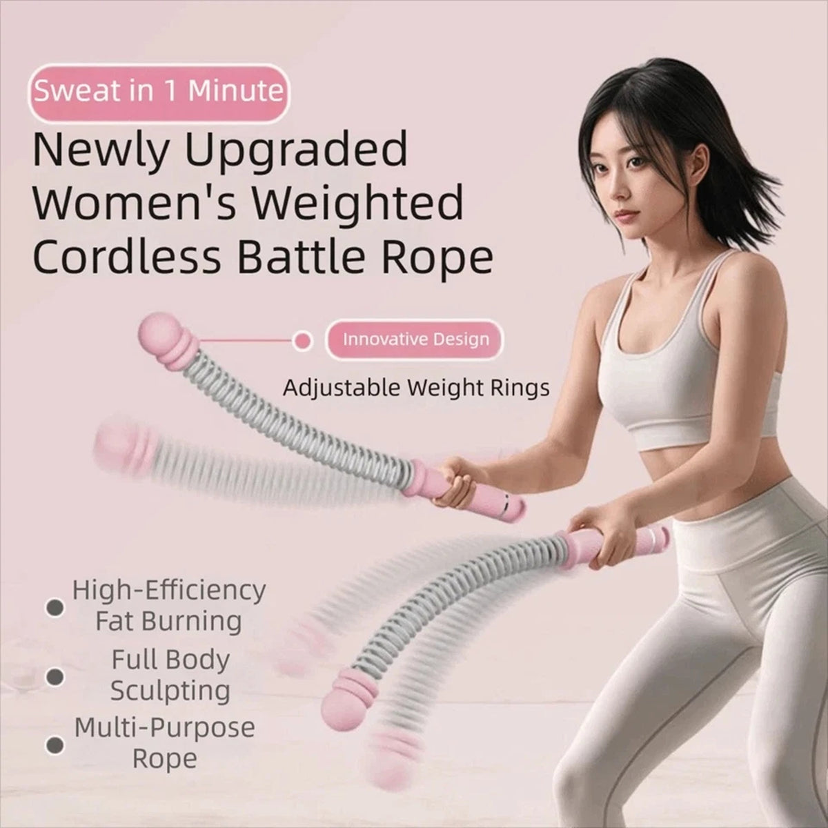 Adjustable Weighted Ropeless Battle Ropes for Fitness Training 2pcs