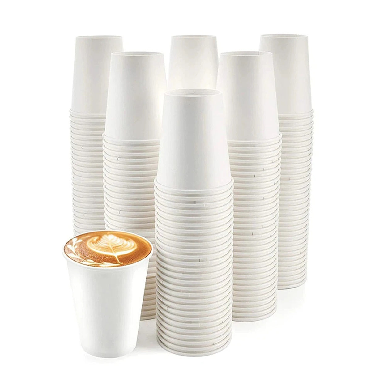Disposable Paper Cups for Coffee Tea Water Takeaway 8oz 12oz 16oz White 100pcs