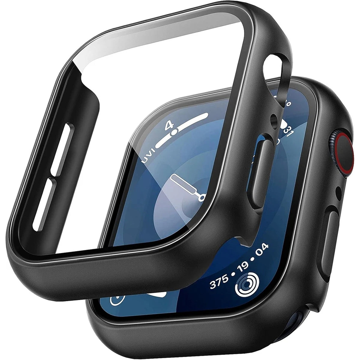 Black Smartwatch Case with Screen Protector for Apple Watch Series 12 11 10 9 8 SE 2