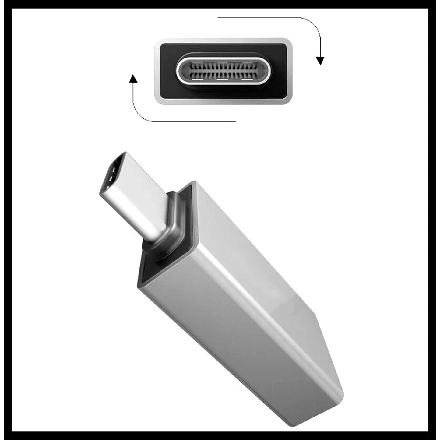 Silver USB C Male To USB 3.0 A Female OTG Adapter Fast Data Converter