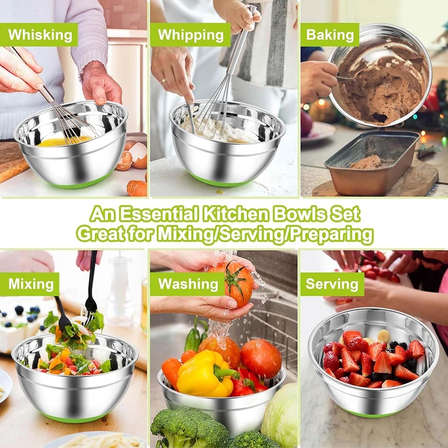 5 Piece Stainless Steel Kitchen Mixing Bowls with Lids