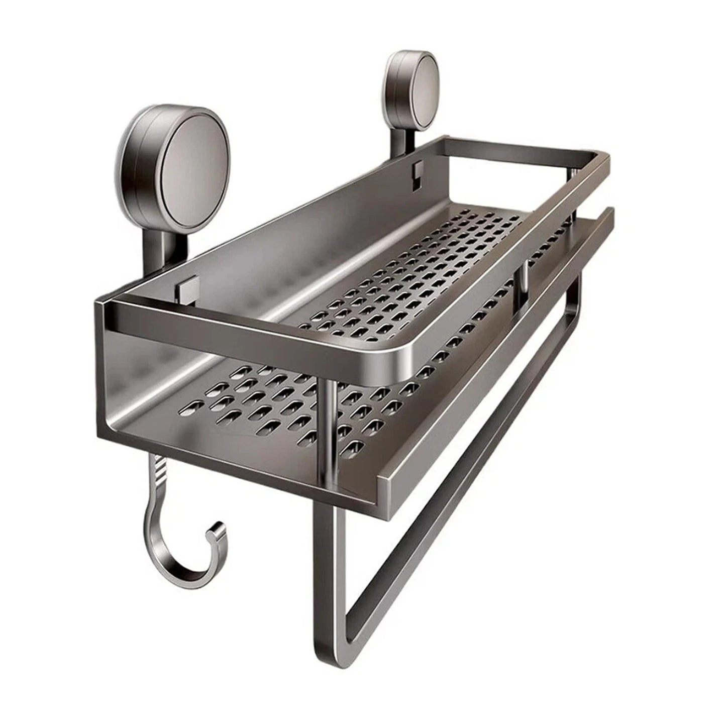 Aluminum Wall Rack Suction Cup Shower Caddy Bathroom Shelf Organiser