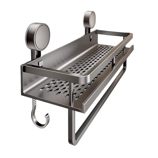 Aluminum Wall Rack Suction Cup Shower Caddy Bathroom Shelf Organiser