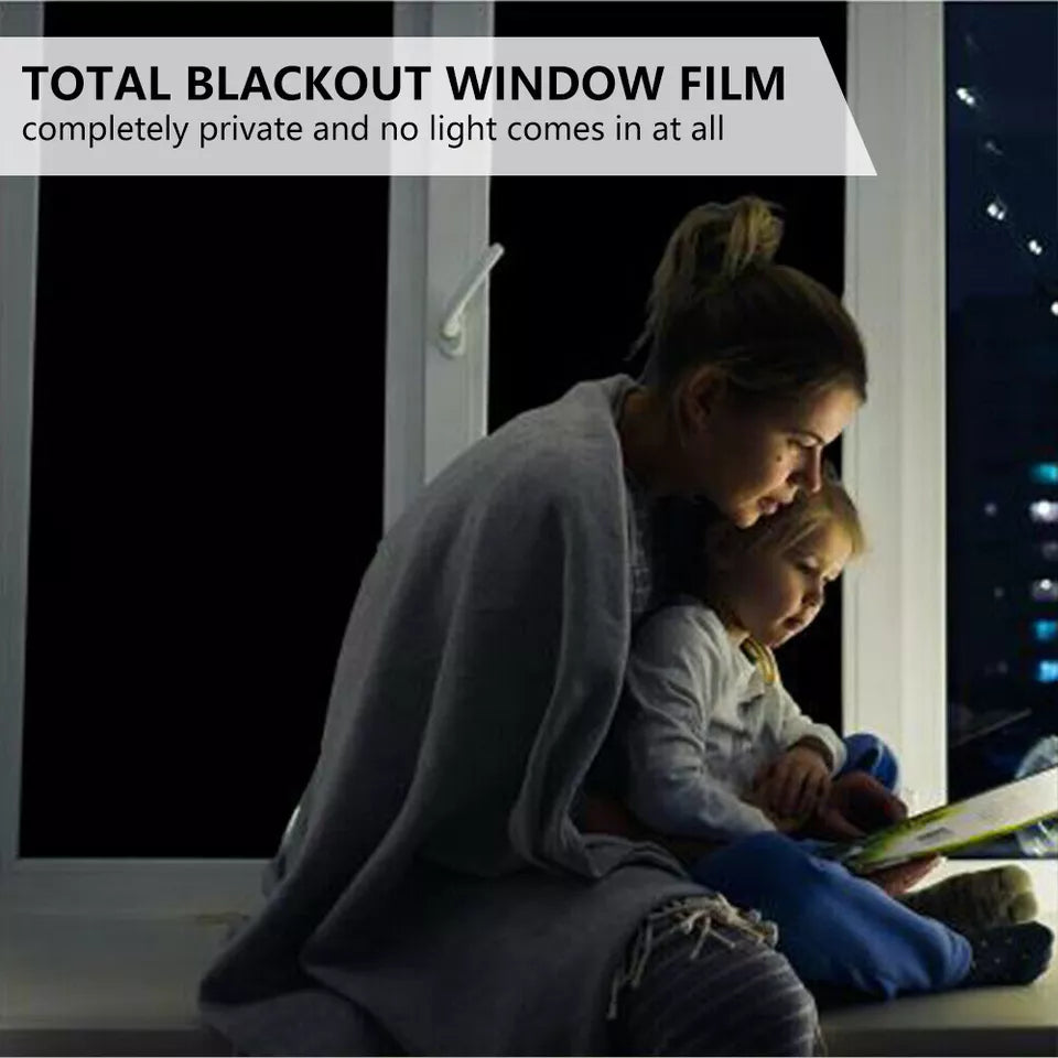 Blackout Static Cling Window Glass Film Privacy Protection To Block Sun Decor