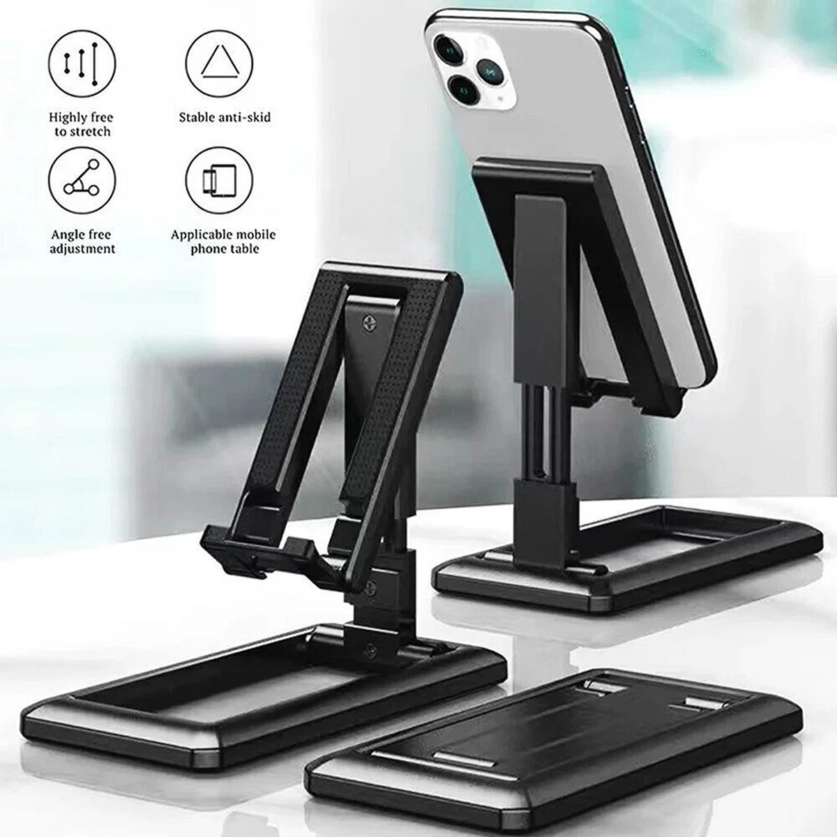Universal Foldable Phone Stand Adjustable Desk Holder for Mobile Phones and Tablets