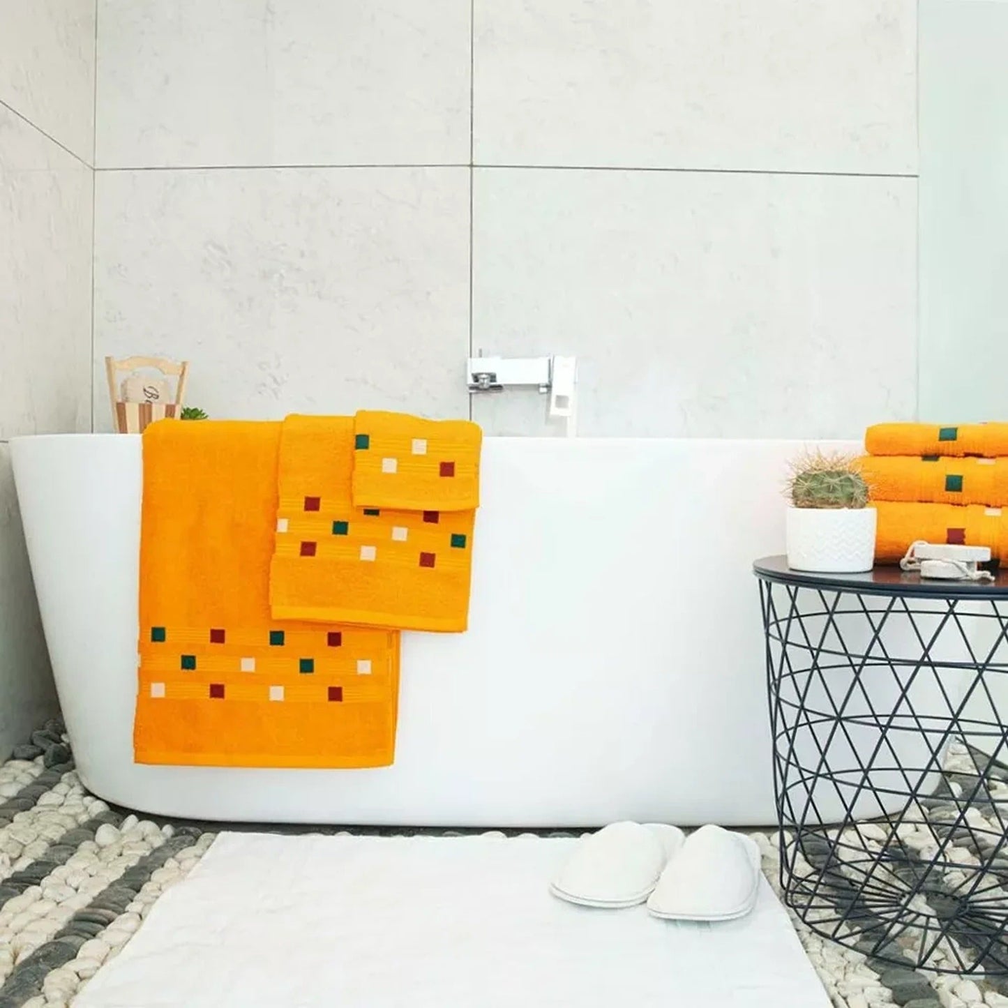 Orange Soft and Absorbent Luxury Cotton Towel Set 550 GSM