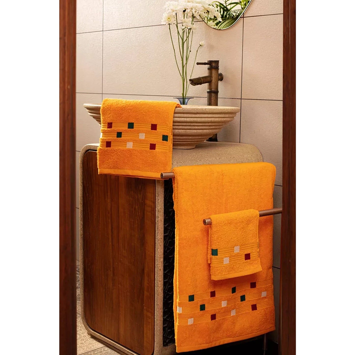 Orange Soft and Absorbent Luxury Cotton Towel Set 550 GSM