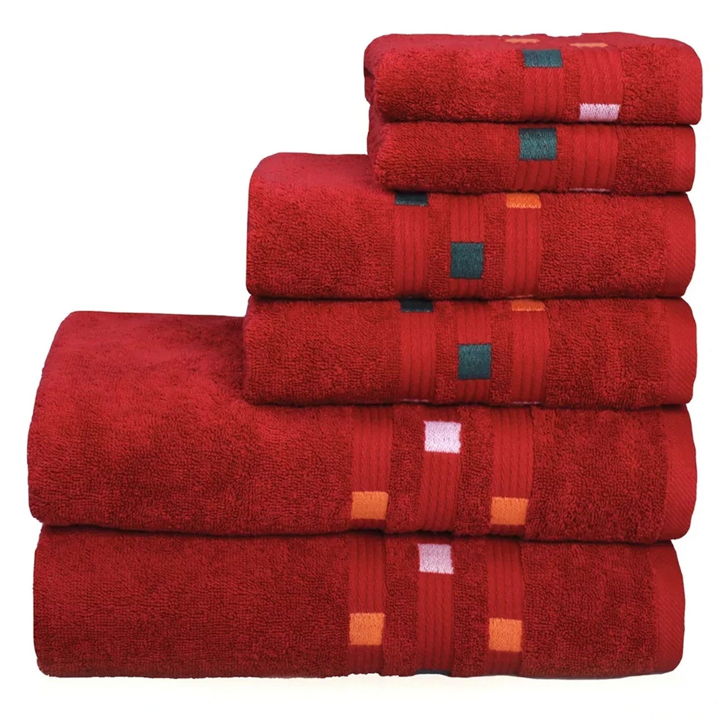 Red Soft and Absorbent Luxury Cotton Towel Set 550 GSM
