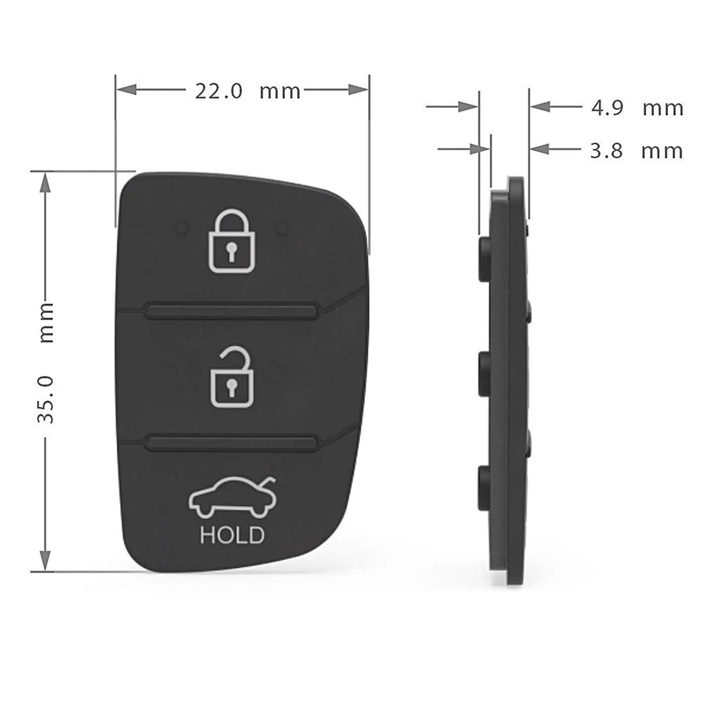 Hyundai i30 i20 Elantra Flip Key Rubber Button Replacement