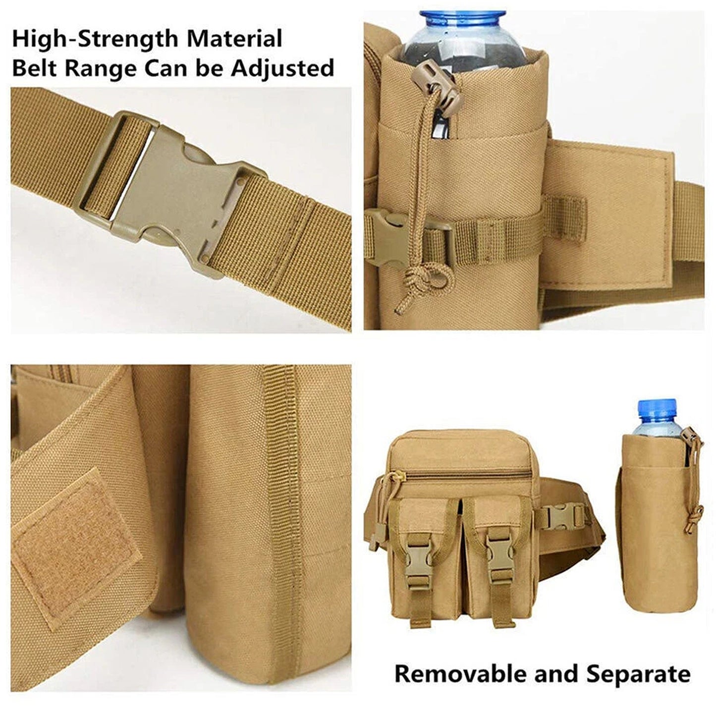Khaki Tactical Waist Pack for Camping Hiking and Outdoor Activities