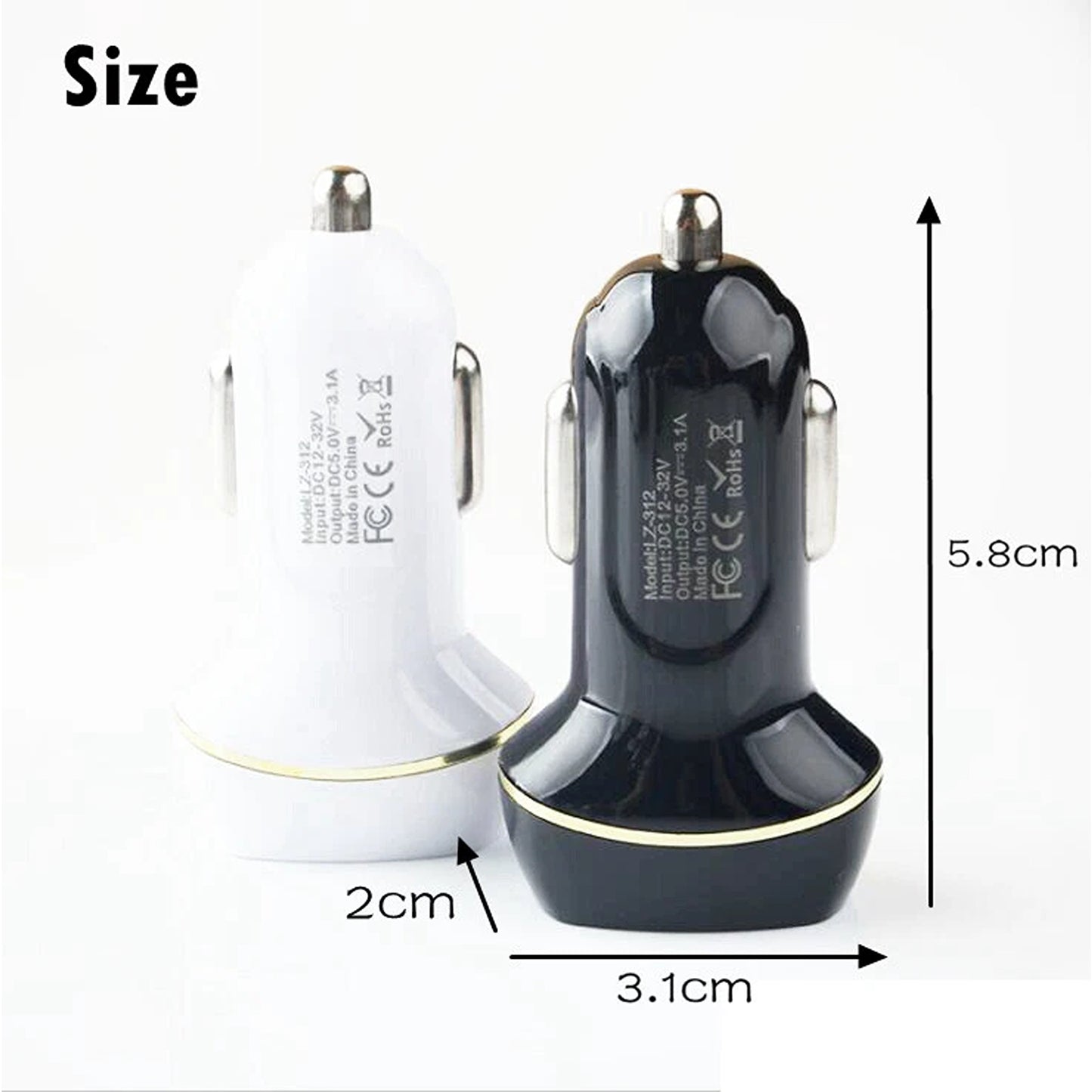 Fast 3.1A Dual USB Car Charger Adapter For Cigarette Lighter Port